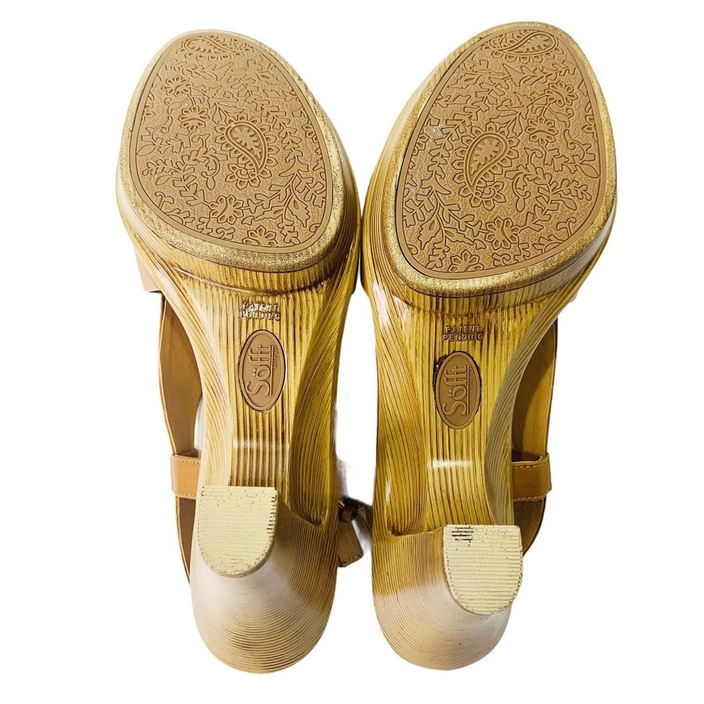 *SOLD* Sofft Womens Size 9.5 Open Toe Slingback Heels Shoes Sandals Tan Leather - Picture 11 of 12